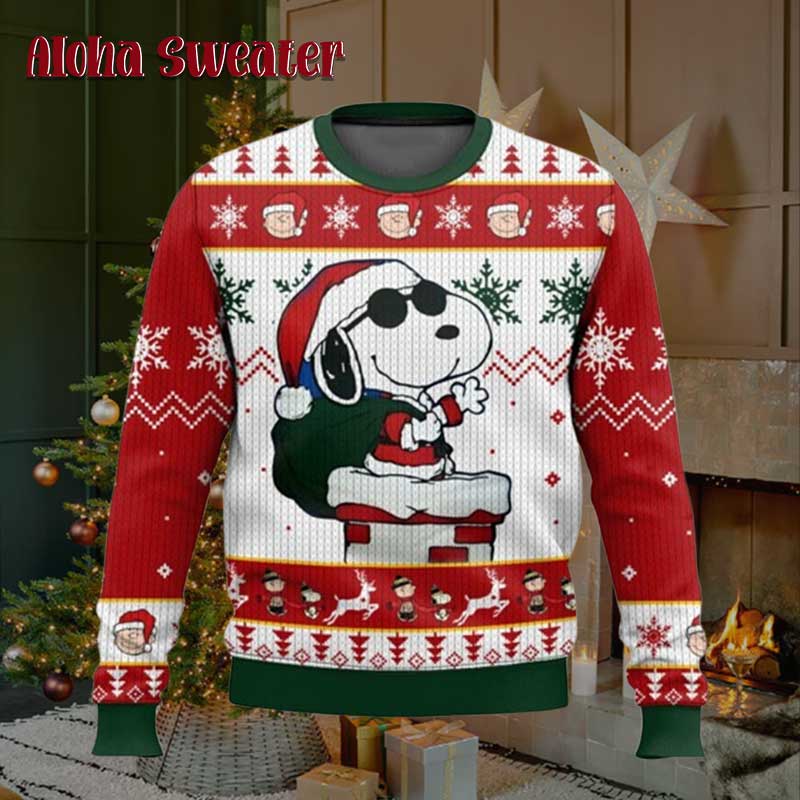 Peanuts Snoopy Tree And Snowflakes Ugly Christmas Sweater - Holiday Gift product image 2