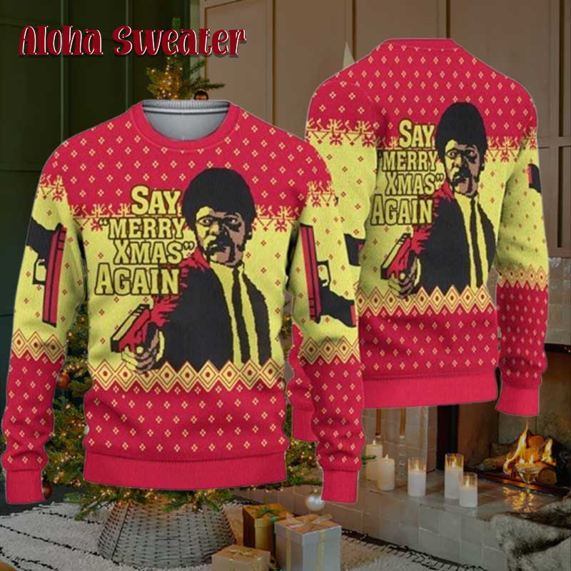 Retro Art Pulp Fiction Ugly Christmas Sweater - Holiday Gift product image 3