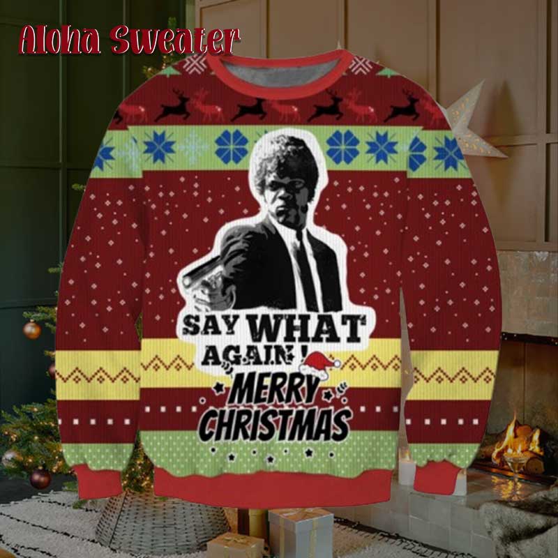 Retro Art Pulp Fiction Ugly Christmas Sweater - Holiday Gift product image 2