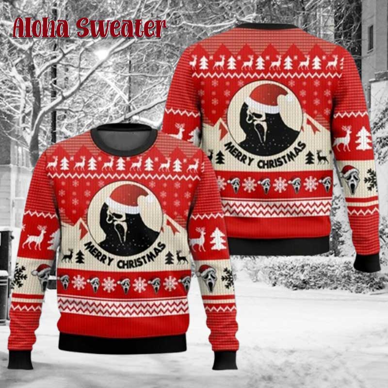 Scream Movie Retro Ghostface Ugly Christmas Sweater - Holiday Gift product image
