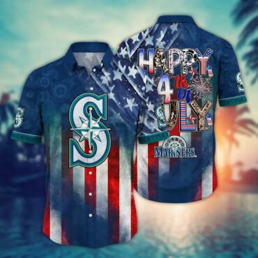 Seattle Mariners 4TH Of July Hawaiian - Adult & Kids T-Shirts, Sweatshirts & Hoodies apparel design preview 1