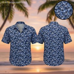 Shark Attack Hawaiian Ocean Predator Aloha Button - Adult & Kids T-Shirts, Sweatshirts & Hoodies apparel design preview 1