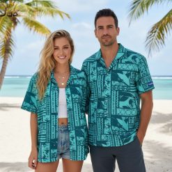 NHL San Jose Sharks Hawaiian Tropical Summer Button - Adult & Kids T-Shirts, Sweatshirts & Hoodies apparel design preview 1