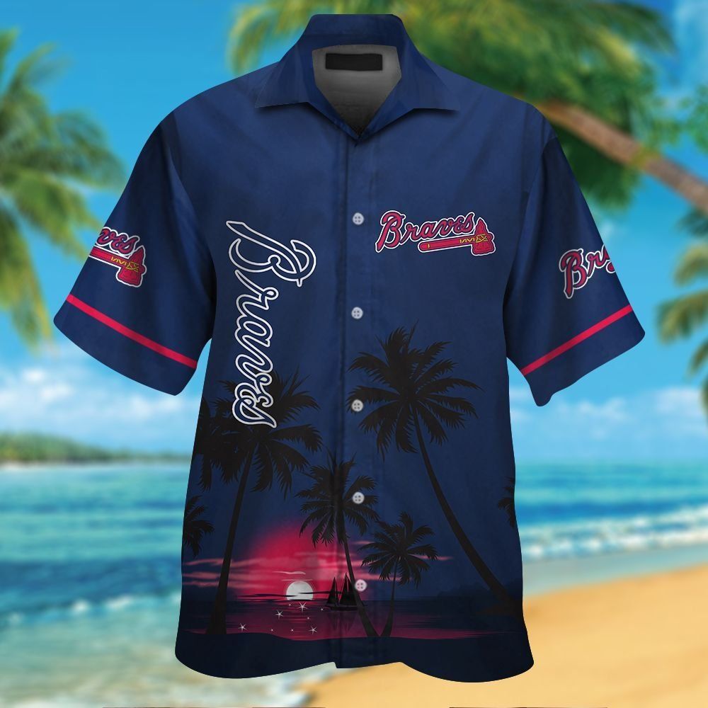 Short Sleeve Atlanta Braves Tropical Hawaiian Button - Adult & Kids T-Shirts, Sweatshirts & Hoodies apparel design preview 1