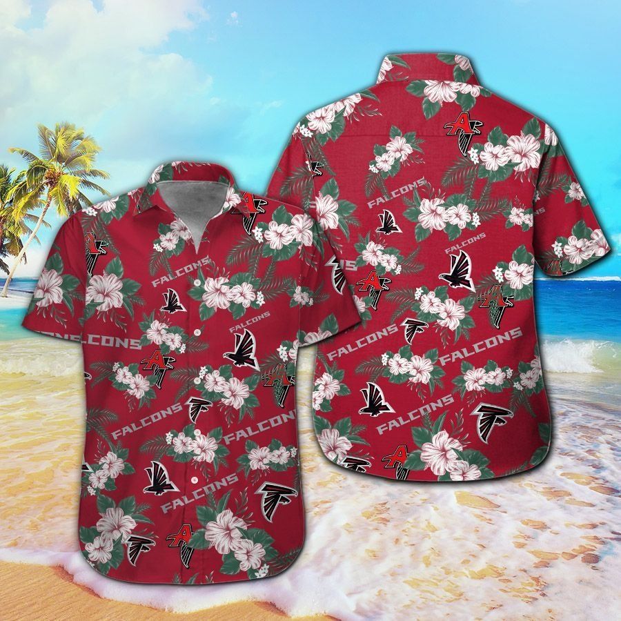 Short Sleeve Atlanta Falcons Hawaiian Tropical Button - Adult & Kids T-Shirts, Sweatshirts & Hoodies apparel design preview 1