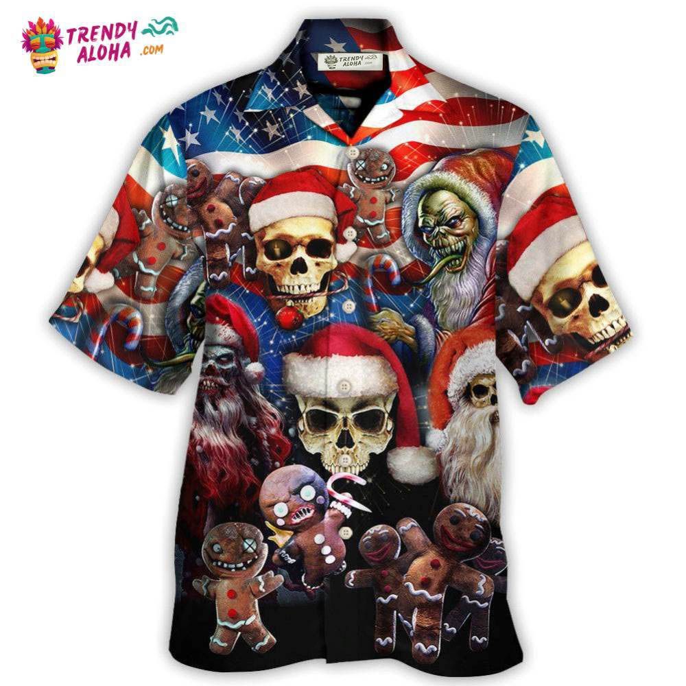Skull Xmas Us Flag Horror Skeleton Hawaiian Trendy - Adult & Kids T-Shirts, Sweatshirts & Hoodies apparel design preview 1