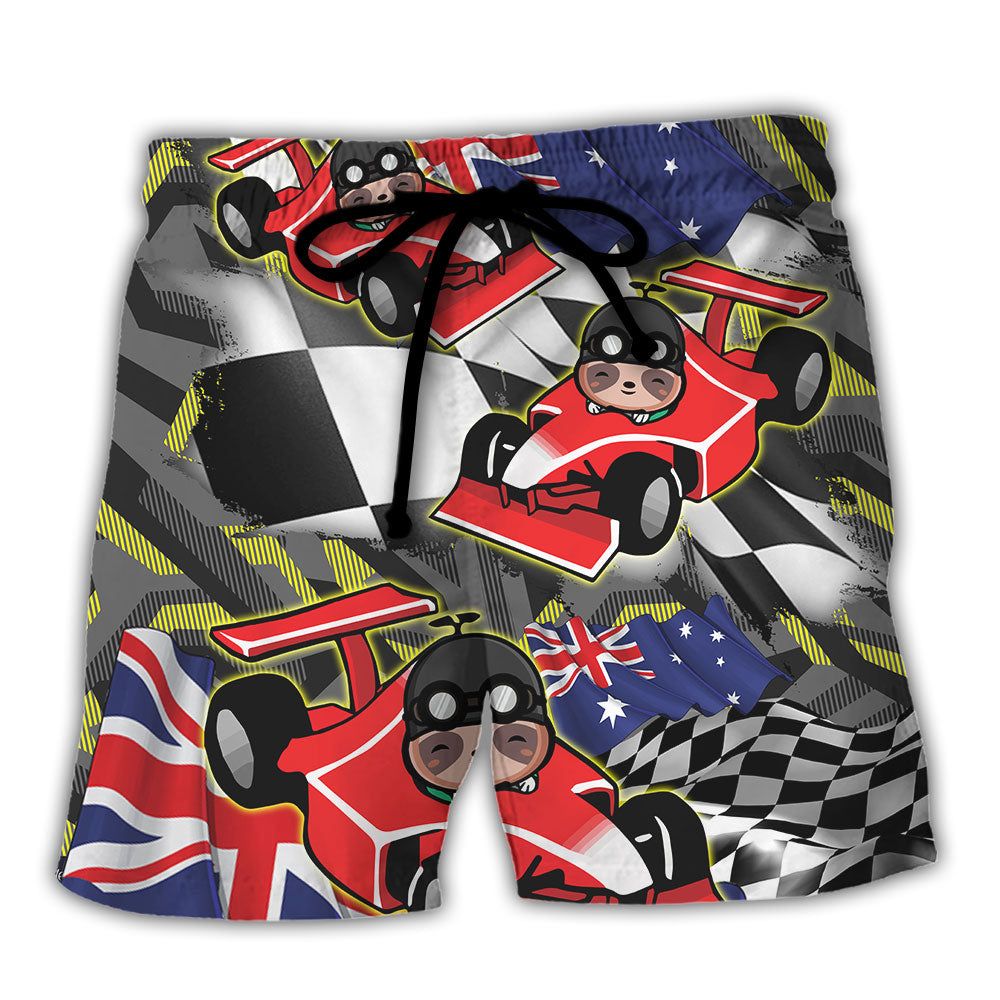 Sloth Racing Formula One Car Art Australian Vibe - Adult & Kids T-Shirts, Sweatshirts & Hoodies apparel design preview 1