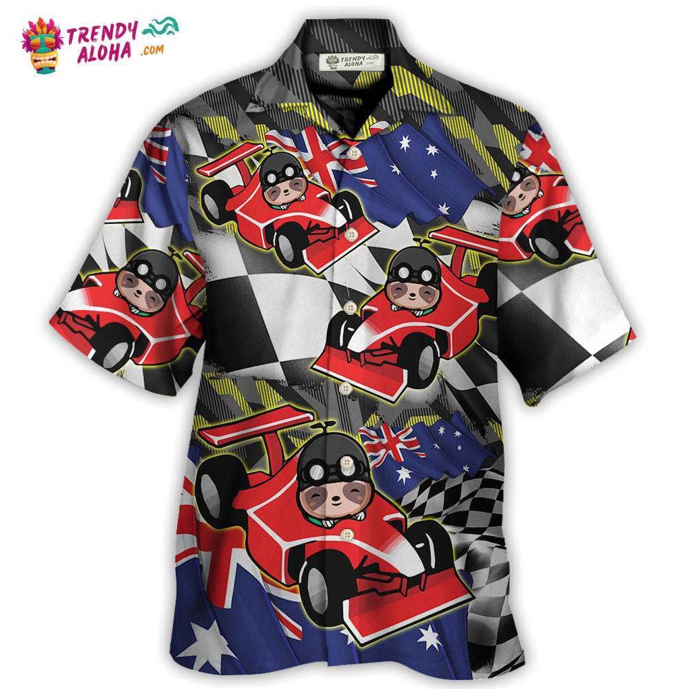 Sloth Racing Formula One Car Australian Vibe Hawaiian - Adult & Kids T-Shirts, Sweatshirts & Hoodies apparel design preview 1