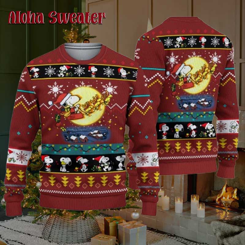 Peanuts Snoopy Tree And Snowflakes Ugly Christmas Sweater - Holiday Gift product image 5