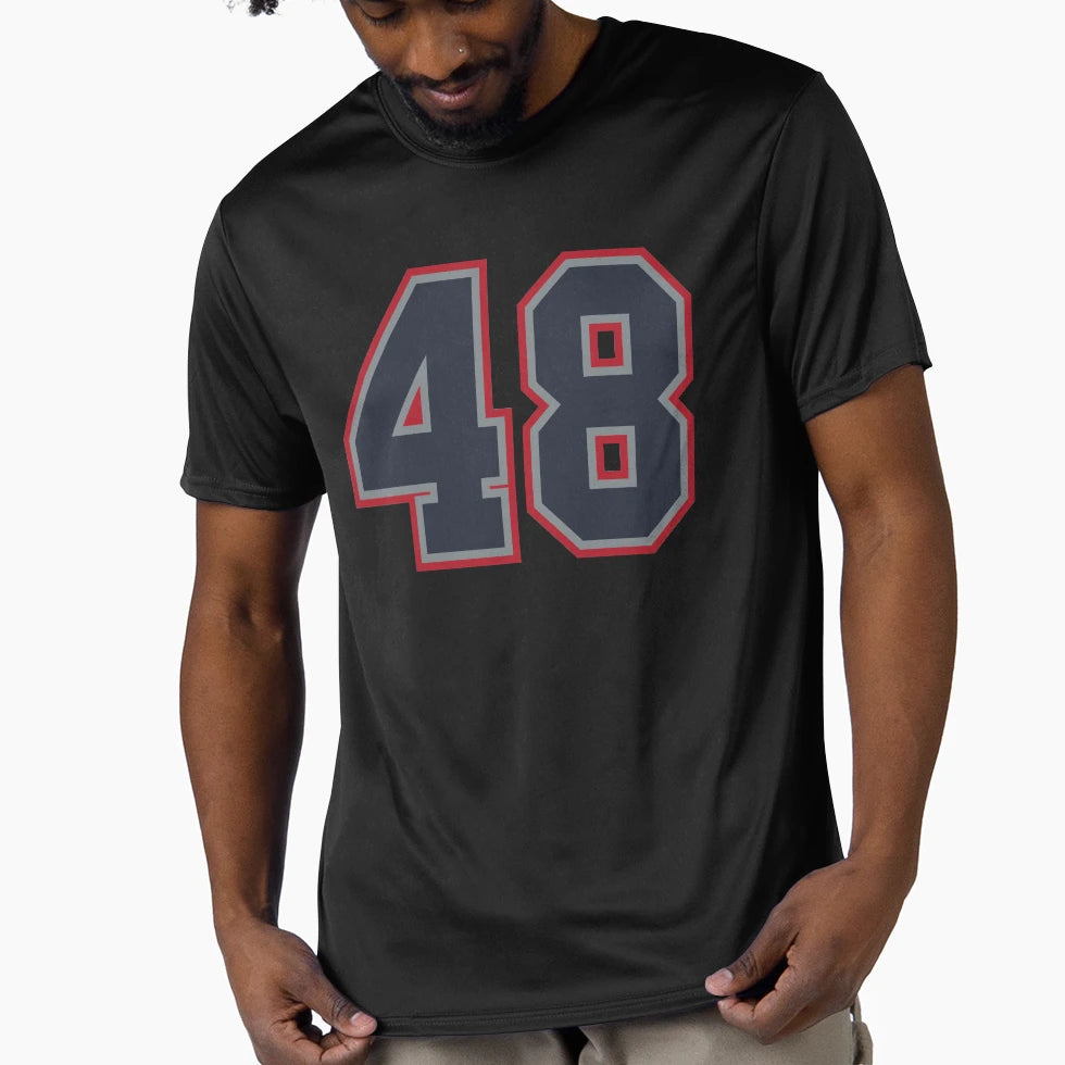 48 Navy Grey Red Sports Number T-Shirt - Custom Art Print for Adults - T-Shirt, Sweatshirt, Hoodie