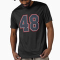 48 Navy Grey Red Sports Number T-Shirt - Custom Art Print for Adults - T-Shirt, Sweatshirt, Hoodie