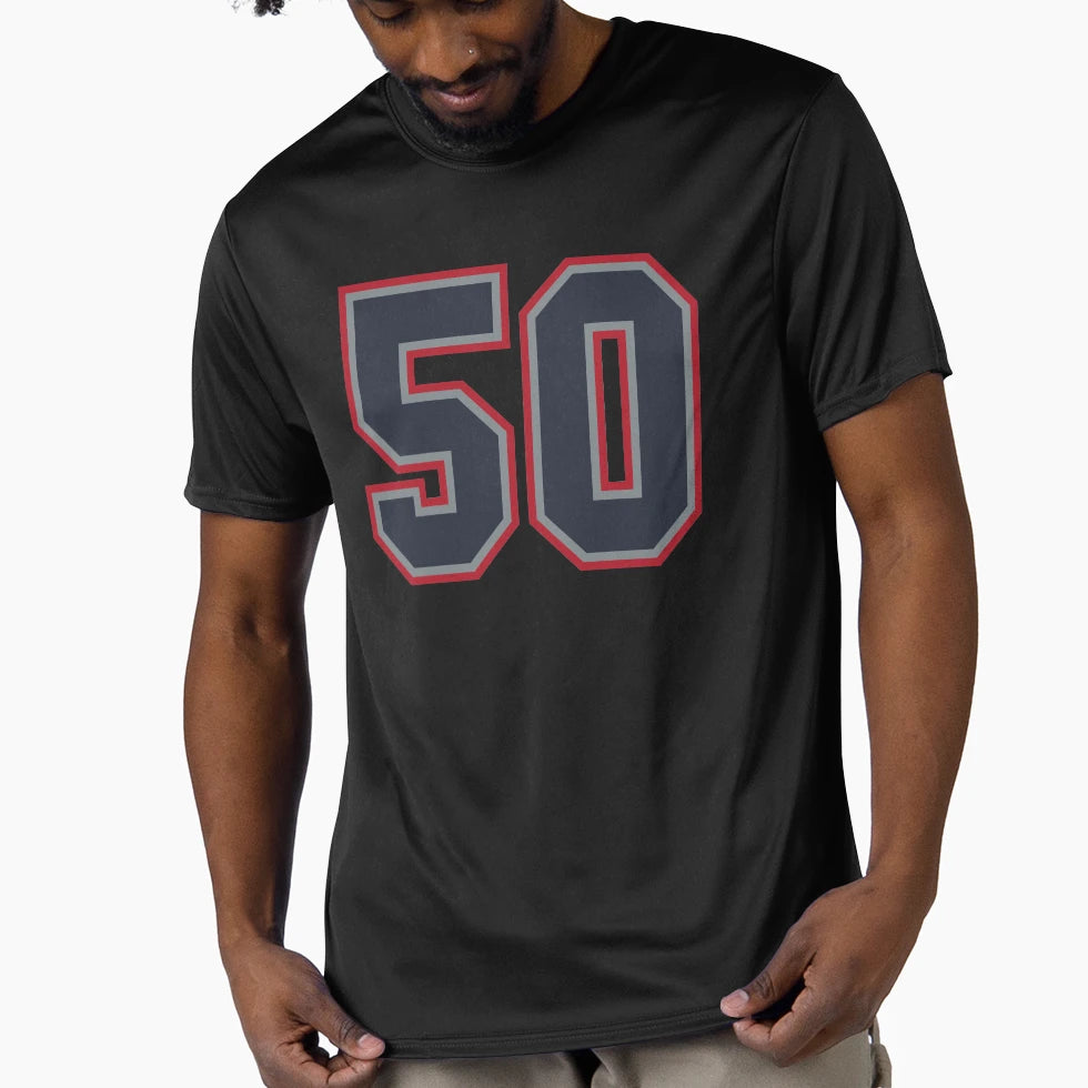 50 Navy Grey Red Sports Number Fifty T-Shirt - Graphic Print Men Women - T-Shirt, Sweatshirt, Hoodie
