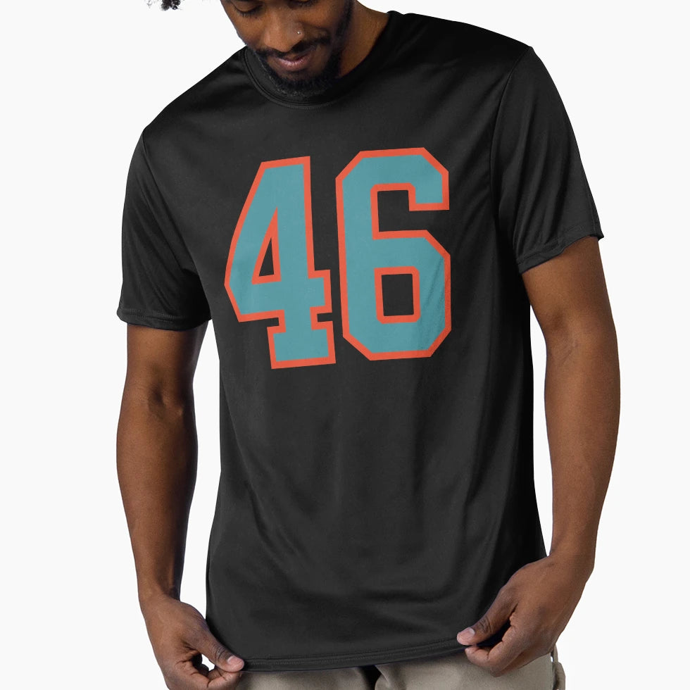 46 Number Aqua Orange Lucky Sports T-Shirt - Minimalist Print for Adults - T-Shirt, Sweatshirt, Hoodie