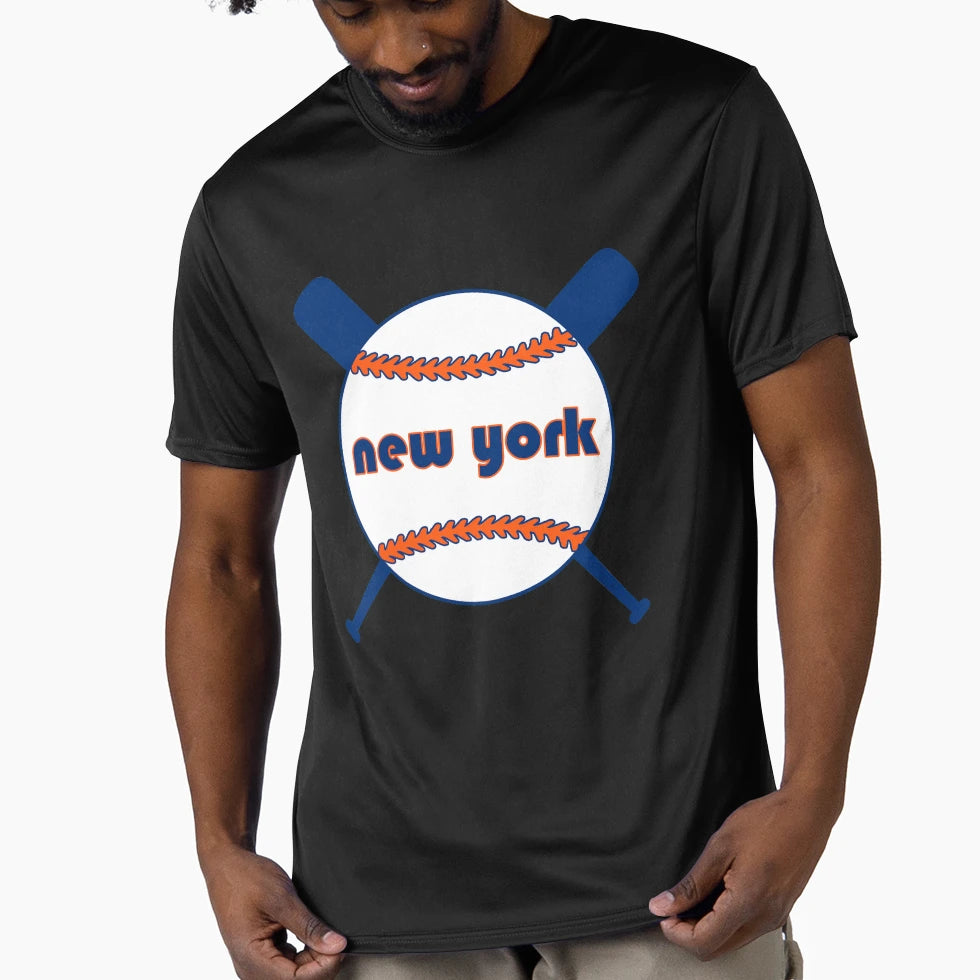 New York Throwback Baseball Crossed Bats T-Shirt - Unique Graphic Unisex - T-Shirt, Sweatshirt, Hoodie