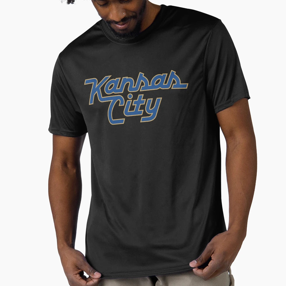 Kansas City Logo Blue Gold T-Shirt - Aesthetic Graphic for Adults - T-Shirt, Sweatshirt, Hoodie