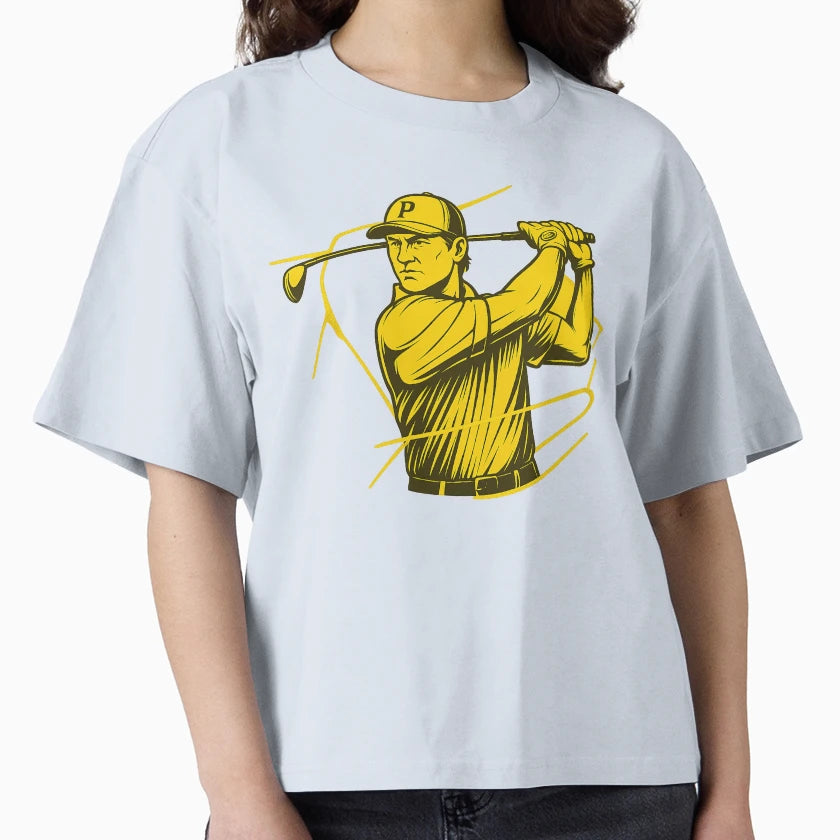 Bold Golfer Action Golden Swing T-Shirt - Novelty Apparel Men Women - T-Shirt, Sweatshirt, Hoodie