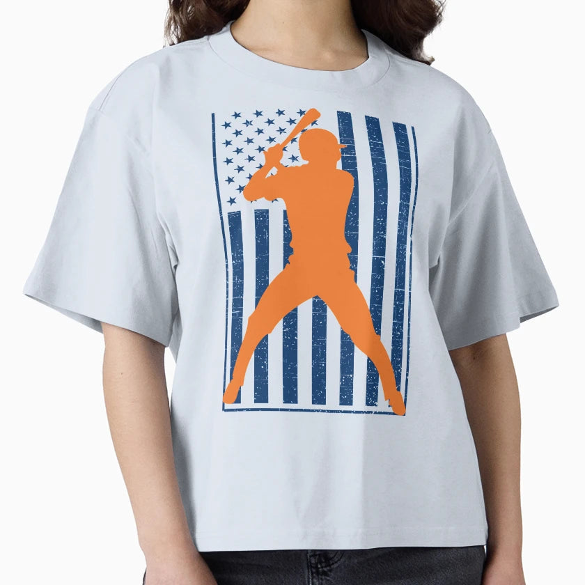 Baseball Batter Us American Flag T-Shirt - Unique Graphic for Adults - T-Shirt, Sweatshirt, Hoodie