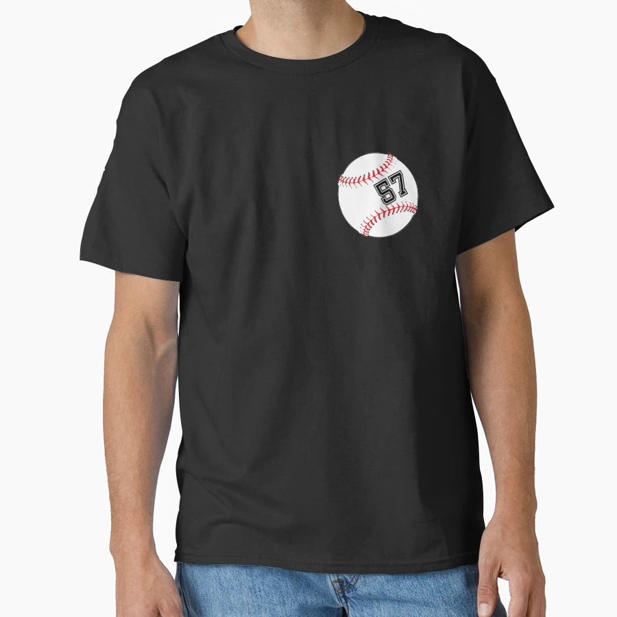 Baseball Player Jersey No 57 Back T-Shirt - Trendy Graphic for Adults - T-Shirt, Sweatshirt, Hoodie