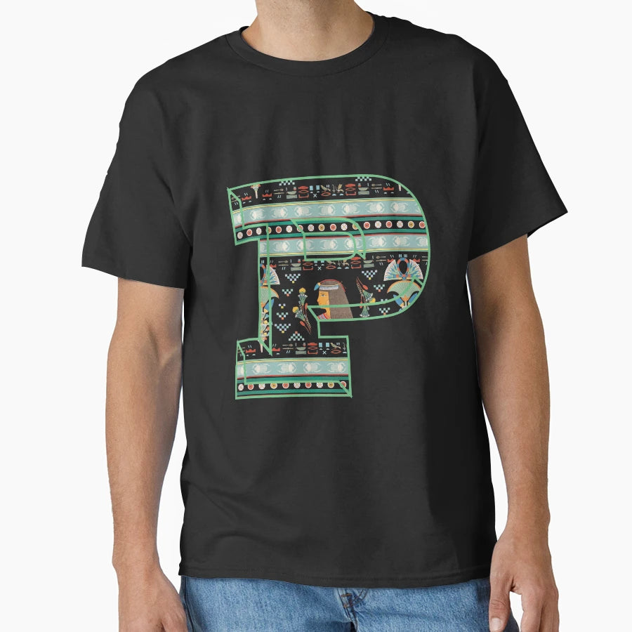Letter P Egypt Alphabet Egyptian T-Shirt - Minimalist Print Men Women - T-Shirt, Sweatshirt, Hoodie