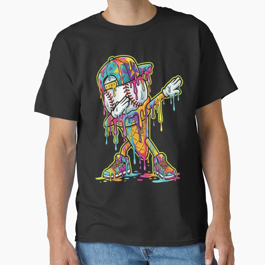 Dripping Baseball Drip Ice Cream Drip T-Shirt - Graphic Print Men Women - T-Shirt, Sweatshirt, Hoodie