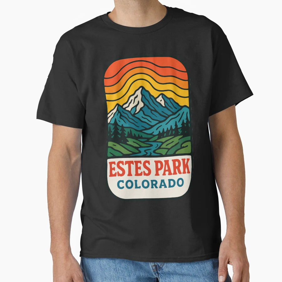 Estes Park Colorado Trippy Travel T-Shirt - Minimalist Print Men Women - T-Shirt, Sweatshirt, Hoodie