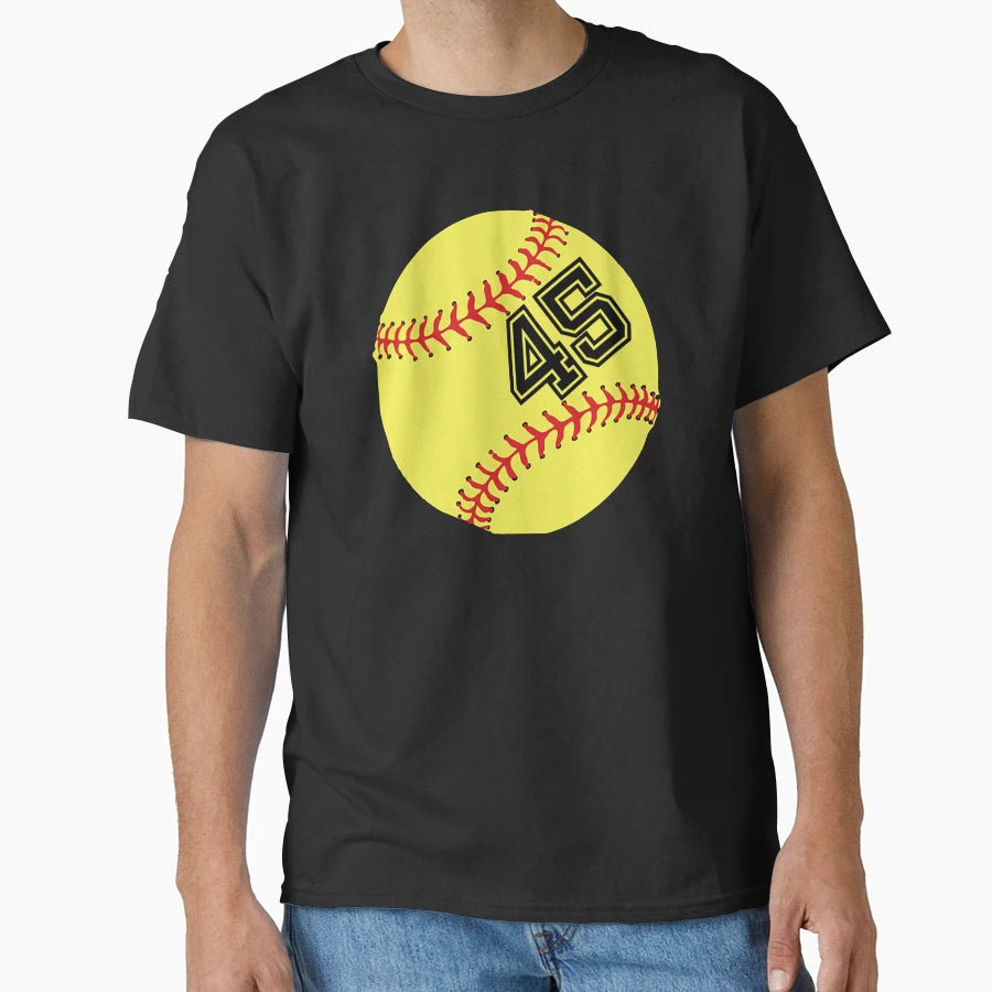 Softball Player Jersey No 45 Back Number T-Shirt - Custom Art Print Unisex - T-Shirt, Sweatshirt, Hoodie
