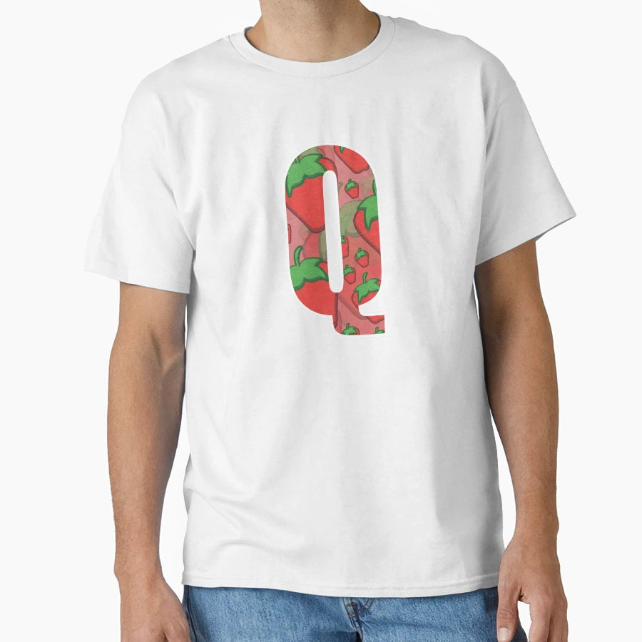 Letter Q Strawberry Pattern Art T-Shirt - Streetwear Style for Adults - T-Shirt, Sweatshirt, Hoodie