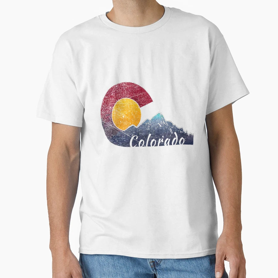 Colorado Flag Themed Mountain Scenery T-Shirt - Fun Novelty Design Unisex - T-Shirt, Sweatshirt, Hoodie