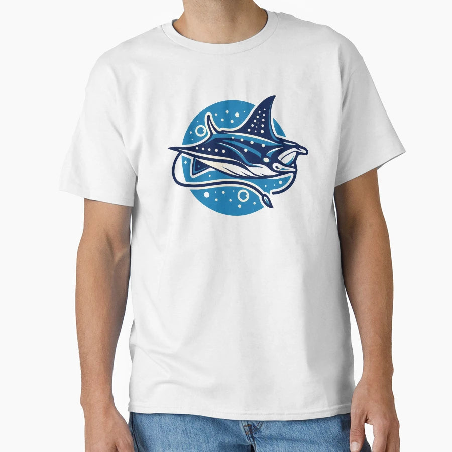Blue Manta Ray T-Shirt - Minimalist Print Unisex - T-Shirt, Sweatshirt, Hoodie