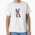 Letter K Patriotic Art American Flag T-Shirt - Minimalist Print for Adults - T-Shirt, Sweatshirt, Hoodie