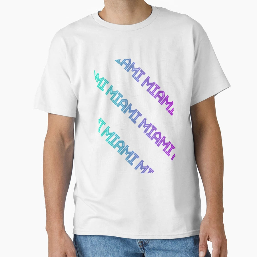 Miami Neon Typography Pattern Synthwave T-Shirt - Unique Graphic Unisex - T-Shirt, Sweatshirt, Hoodie