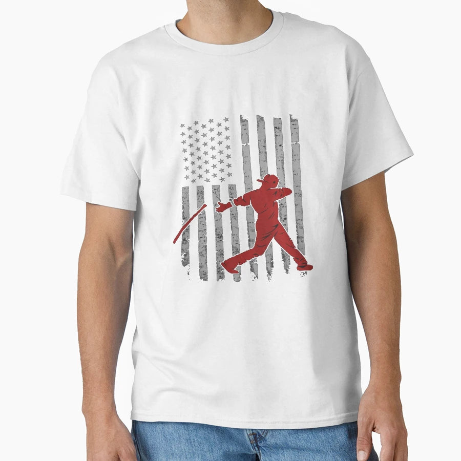 Baseball American Flag T-Shirt - Novelty Apparel for Adults - T-Shirt, Sweatshirt, Hoodie