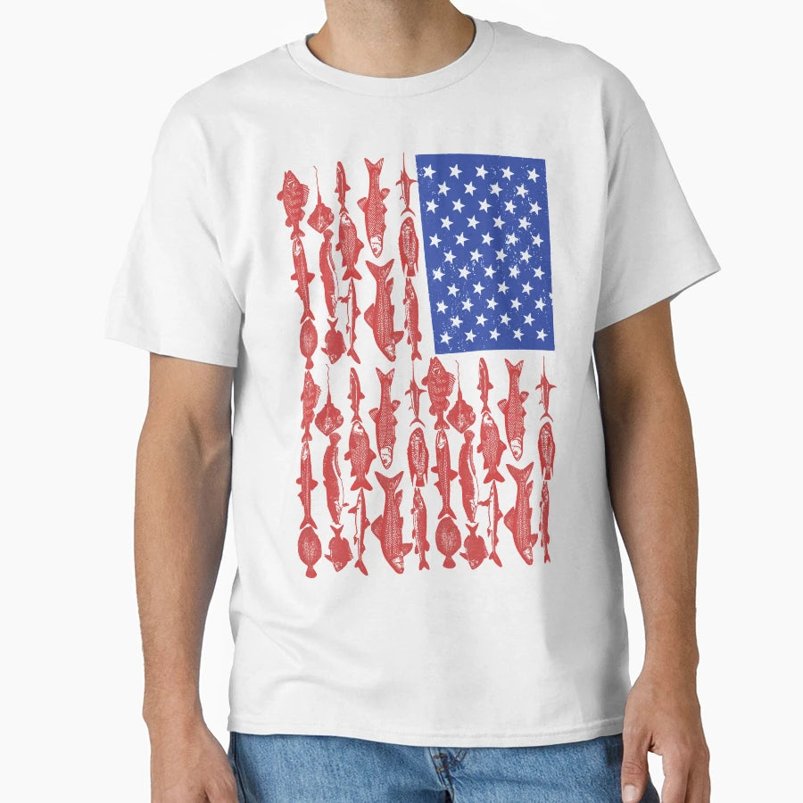 American Flag Fishing T-Shirt - Aesthetic Graphic Unisex - T-Shirt, Sweatshirt, Hoodie