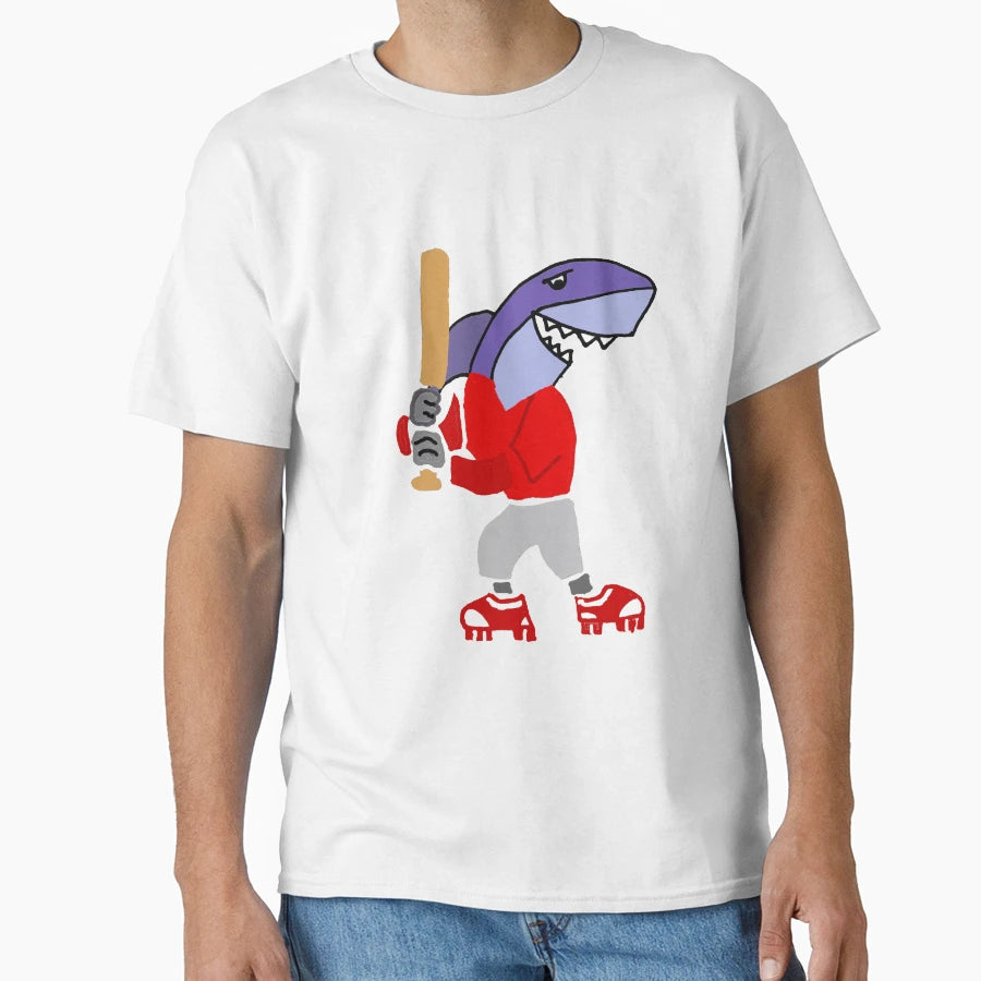 Funny Shark Playing Baseball Sports T-Shirt - Graphic Print for Adults - T-Shirt, Sweatshirt, Hoodie