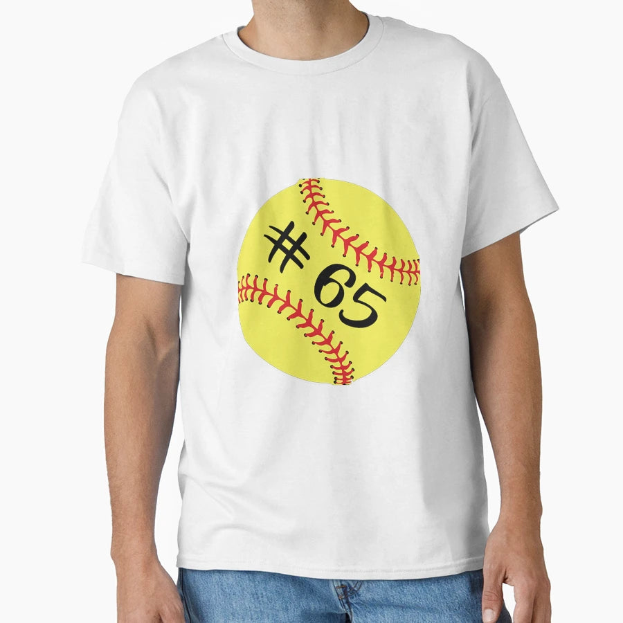 Softball Player Jersey No 65 Back T-Shirt - Fun Novelty Design Men Women - T-Shirt, Sweatshirt, Hoodie