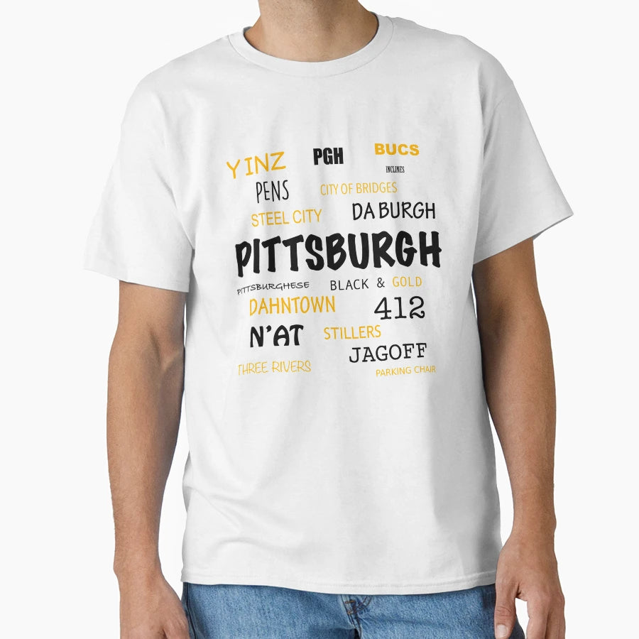All Things Pittsburgh Black And Gold T-Shirt - Custom Art Print Men Women - T-Shirt, Sweatshirt, Hoodie