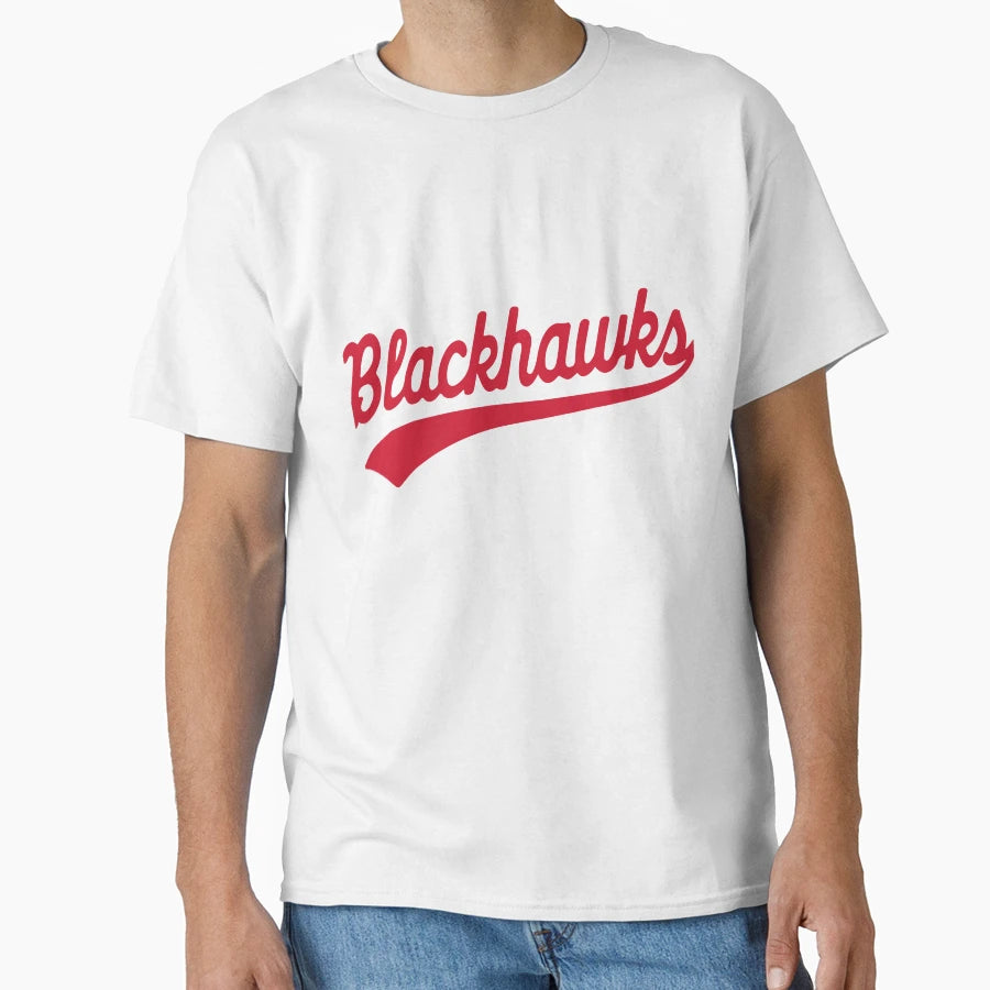 Blackhawks Script Text Logo T-Shirt - Minimalist Print for Adults - T-Shirt, Sweatshirt, Hoodie
