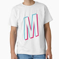 Letter M Tik Tok Glitch Effect Blue T-Shirt - Aesthetic Graphic Men Women - T-Shirt, Sweatshirt, Hoodie