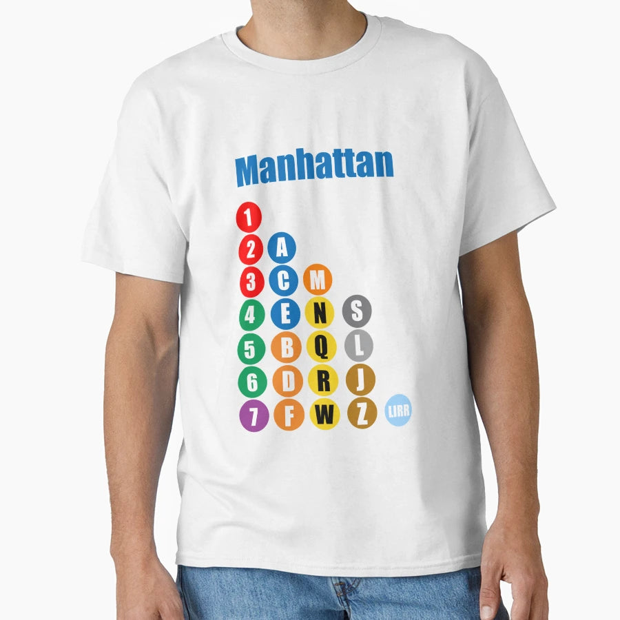 Manhattan Train Lines Blue T-Shirt - Graphic Print for Adults - T-Shirt, Sweatshirt, Hoodie