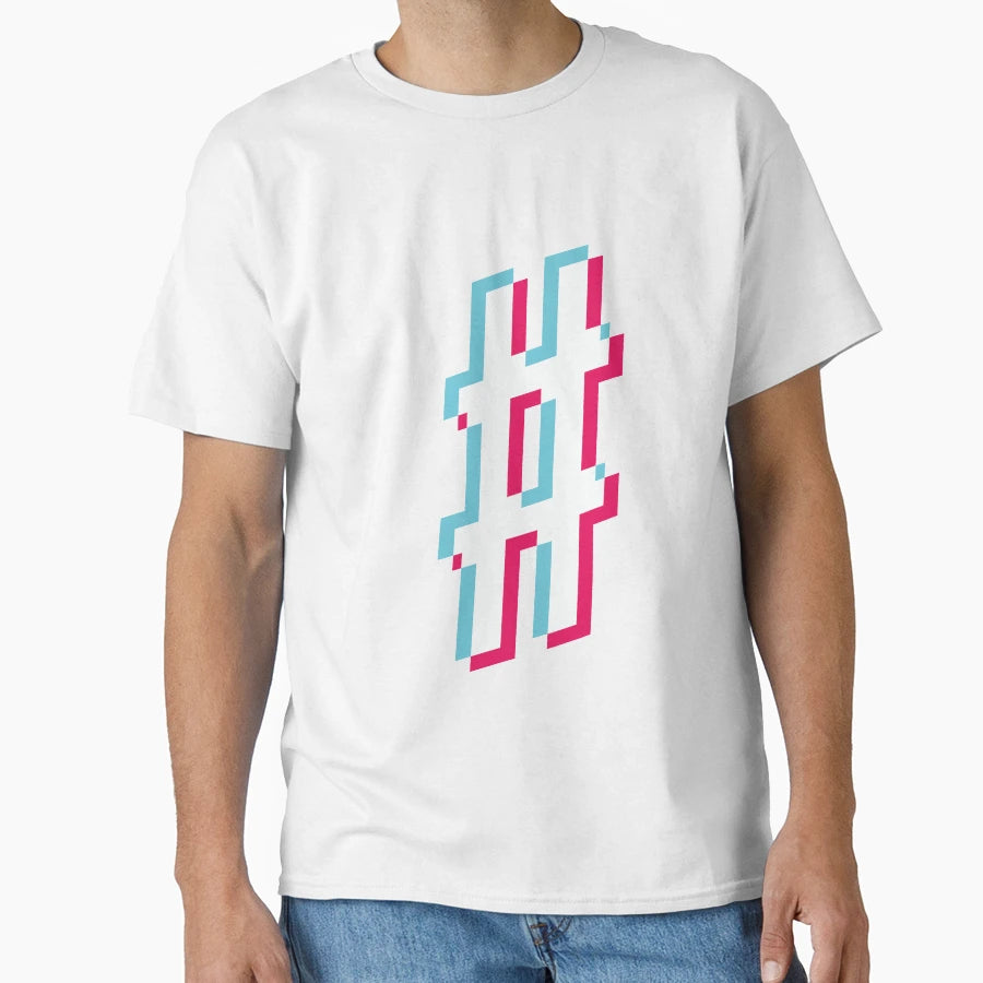 Hashtag Tik Tok Glitch Effect Blue T-Shirt - Unique Graphic Men Women - T-Shirt, Sweatshirt, Hoodie