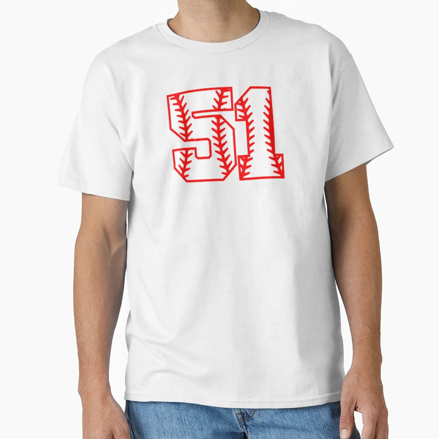 Baseball Number 51 T-Shirt - Novelty Apparel for Adults - T-Shirt, Sweatshirt, Hoodie