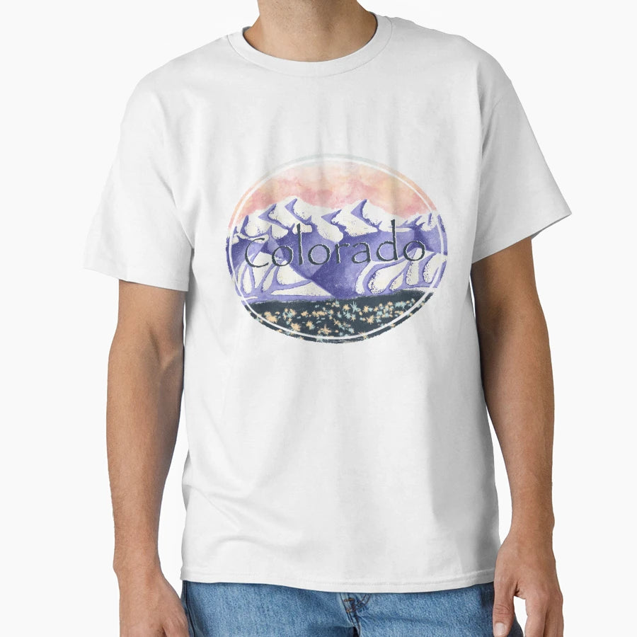 Colorado Rocky Mountain Sunrise Motif T-Shirt - Minimalist Print Unisex - T-Shirt, Sweatshirt, Hoodie