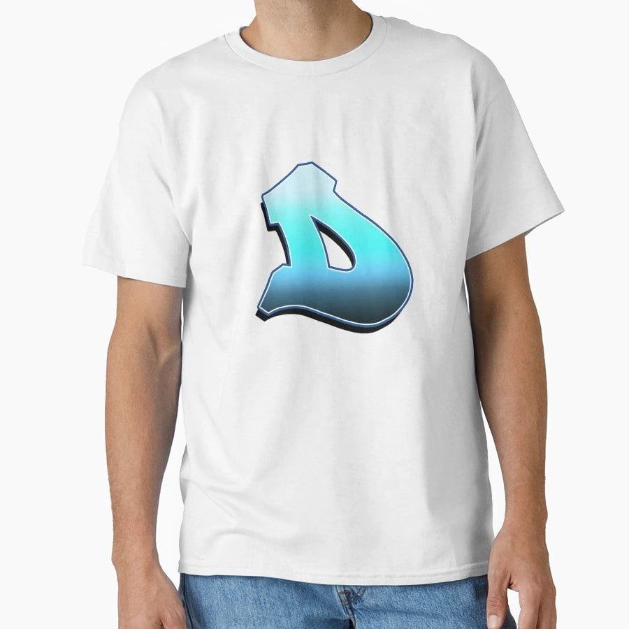 Letter D Blue Fade T-Shirt - Aesthetic Graphic Men Women - T-Shirt, Sweatshirt, Hoodie