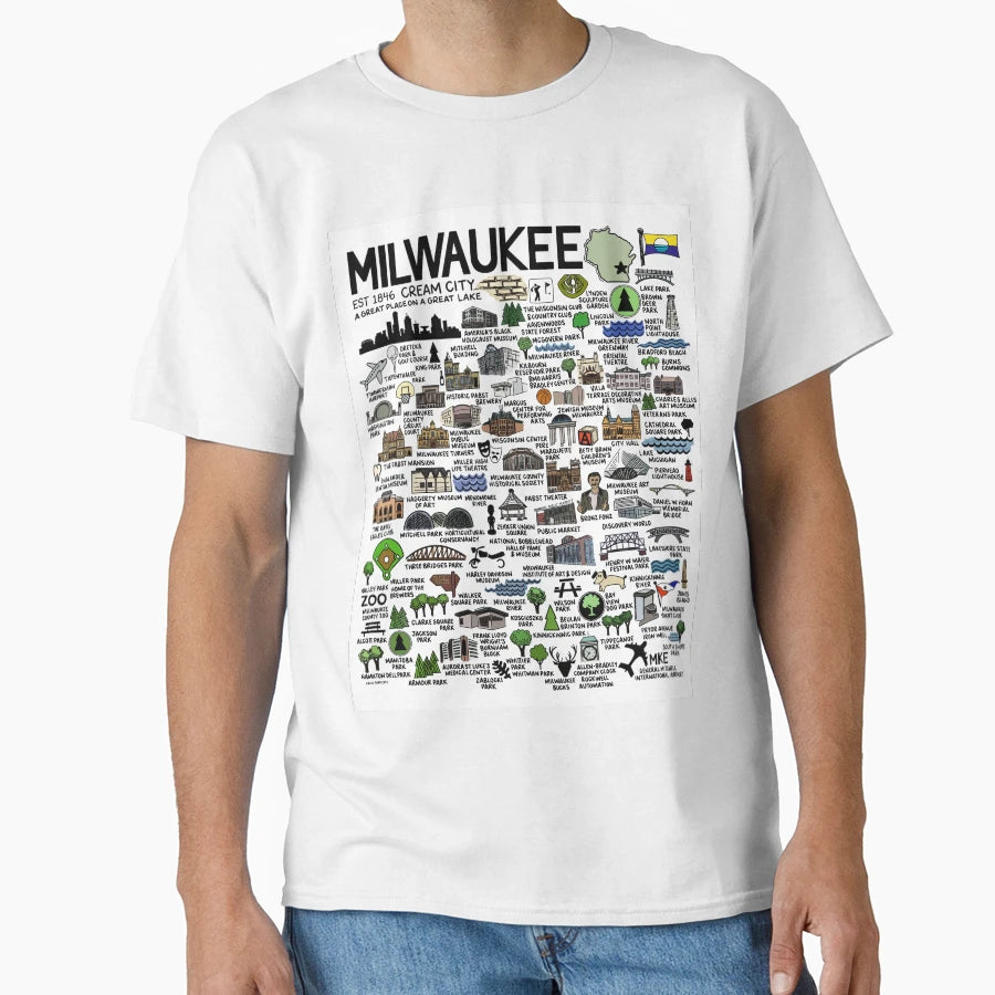Milwaukee Map T-Shirt - Graphic Print Unisex - T-Shirt, Sweatshirt, Hoodie