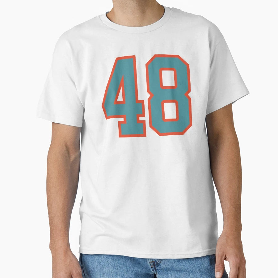48 Number Aqua Orange Lucky Sports Forty T-Shirt - Novelty Apparel Unisex - T-Shirt, Sweatshirt, Hoodie