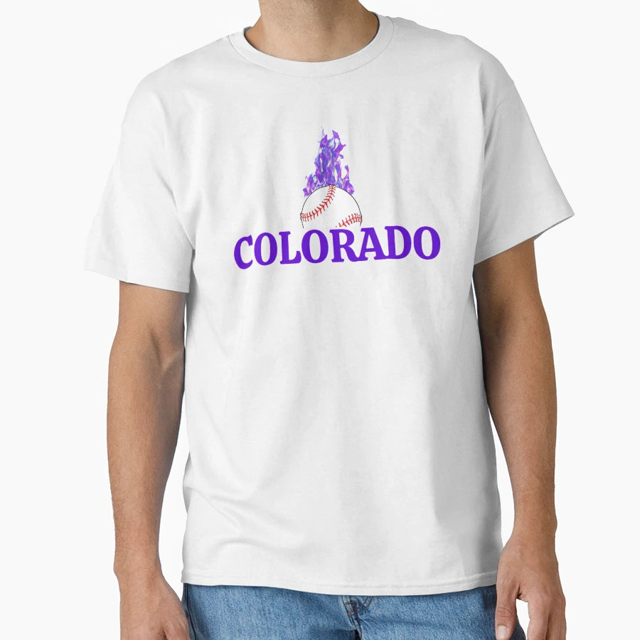 Colorado Baseball Flaming Fan Gift T-Shirt - Trendy Graphic Men Women - T-Shirt, Sweatshirt, Hoodie
