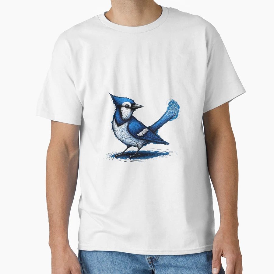Whimsical Bluejay Here To Make Your Day T-Shirt - Aesthetic Graphic Unisex - T-Shirt, Sweatshirt, Hoodie