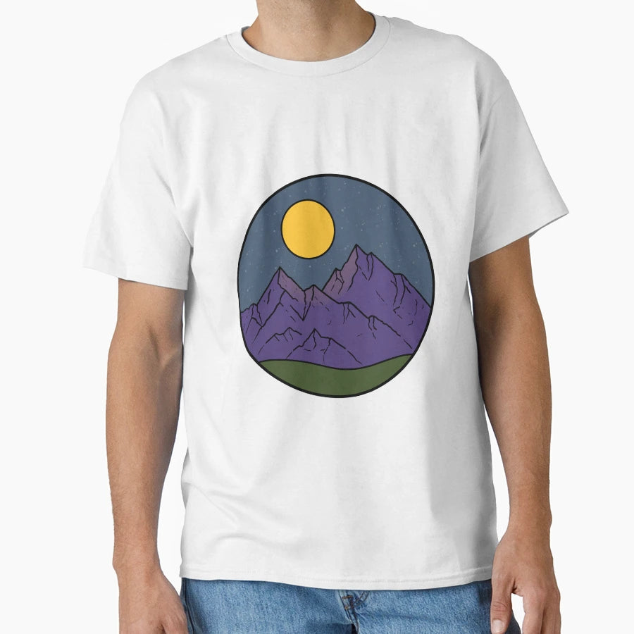 Full Moon Mountain Range T-Shirt - Unique Graphic Men Women - T-Shirt, Sweatshirt, Hoodie