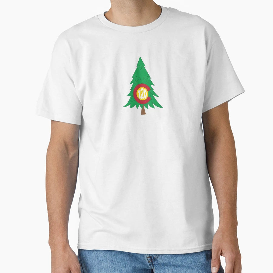 Hand Drawn Colorado Flag Pine Tree 720 T-Shirt - Unique Graphic for Adults - T-Shirt, Sweatshirt, Hoodie