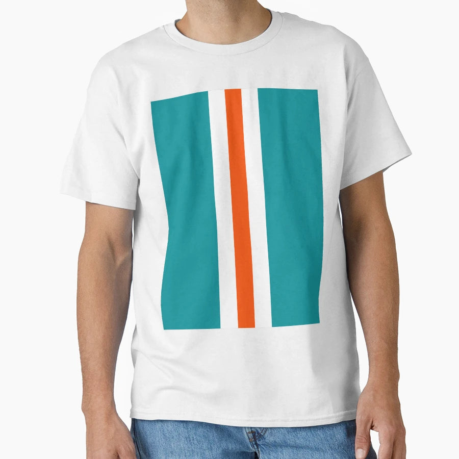 American Football Stripes Miami Teal T-Shirt - Minimalist Print Men Women - T-Shirt, Sweatshirt, Hoodie